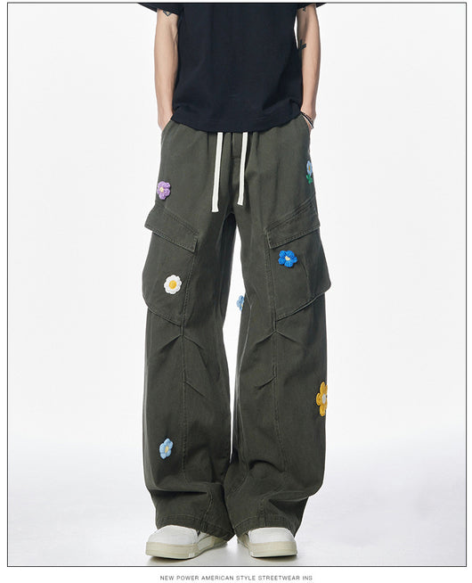 Pantalones de Trabajo Retro Multi-bolsillos Corte Recto Unisex - Image 26