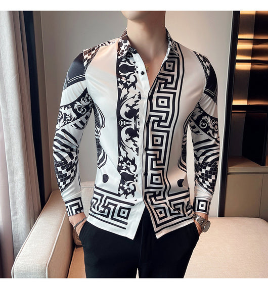 Camisa Manga Larga Estampada Slim Fit para Hombre - Image 31