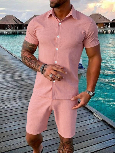Conjunto Casual de Camisa y Shorts para Hombre - Image 32