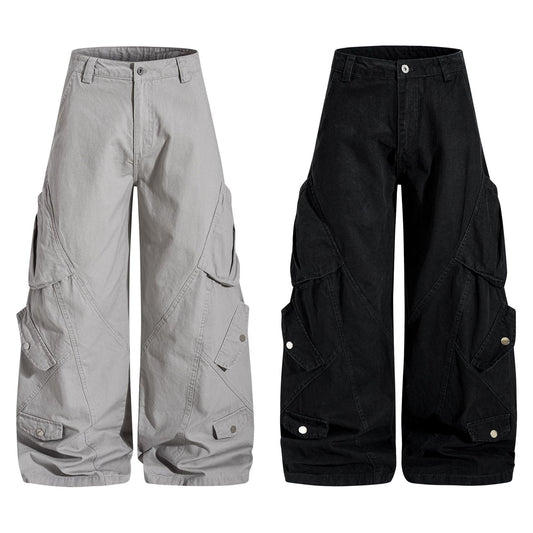 Pantalones Casuales Holgados Estilo Retro Americano con Diseño Geométrico