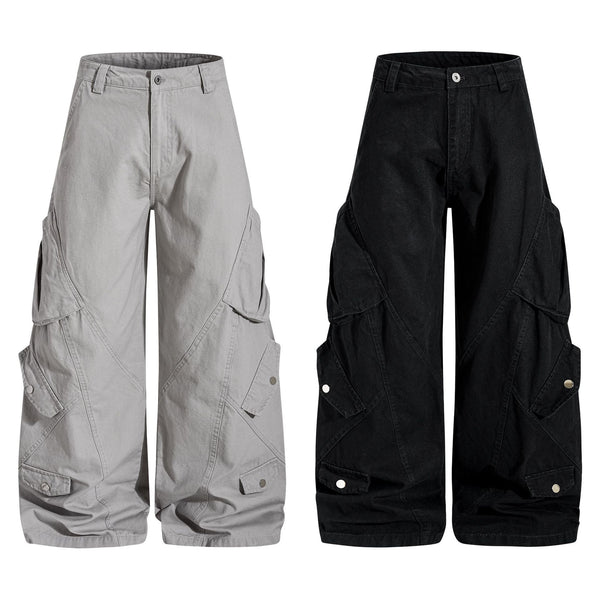 Pantalones Casuales Holgados Estilo Retro Americano con Diseño Geométrico