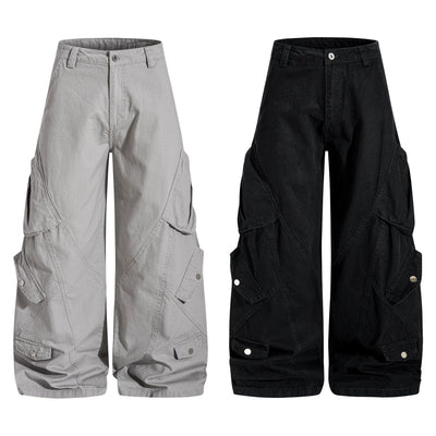 Pantalones Casuales Holgados Estilo Retro Americano con Diseño Geométrico