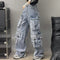 Pantalón Vaquero Vintage Estilo Callejero Americano con Múltiples Bolsillos