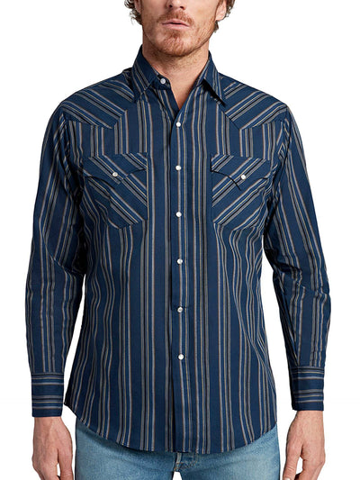 Camisa Occidental a Rayas de Manga Larga para Hombre - Image 18