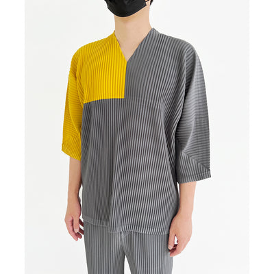 Camiseta Suelta de Verano para Hombre con Cuello V y Bloques de Color - Image 2