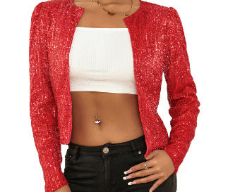 Chaqueta Cropped con Lentejuelas y Bloques de Color - Image 5