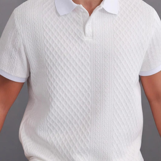Polo Casual de Manga Corta con Textura Jacquard para Hombre - Image 3