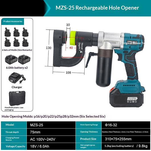 Perforadora Eléctrica Hidráulica MZS-25 con Batería de Litio Recargable - Image 5