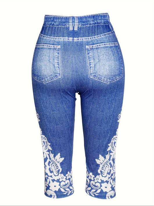 Leggings Casuales de Cintura Media con Estampado Vaquero - Image 14