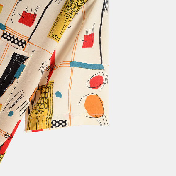 Camisa Casual de Manga Corta con Estampado Étnico para Hombre