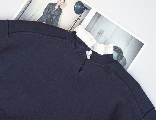 Suéter Holgado para Mujer con Cuello Alzado y Efecto Dos Piezas - Image 3