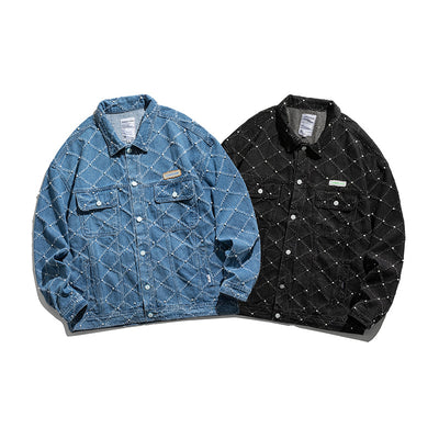 Chaqueta Denim Retro Japonesa con Detalles de Herramientas - Image 6