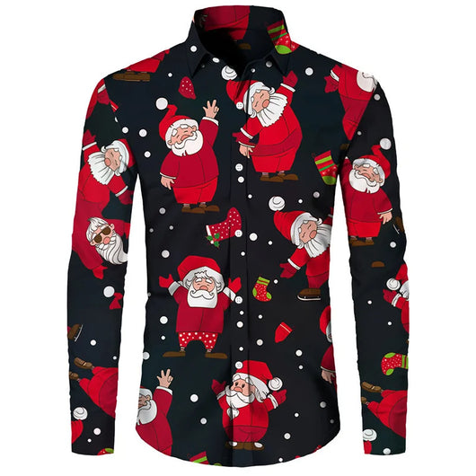 Camisa Hawaiana Navideña 3D Digital Hombre Talla Grande Casual Retro - Image 6