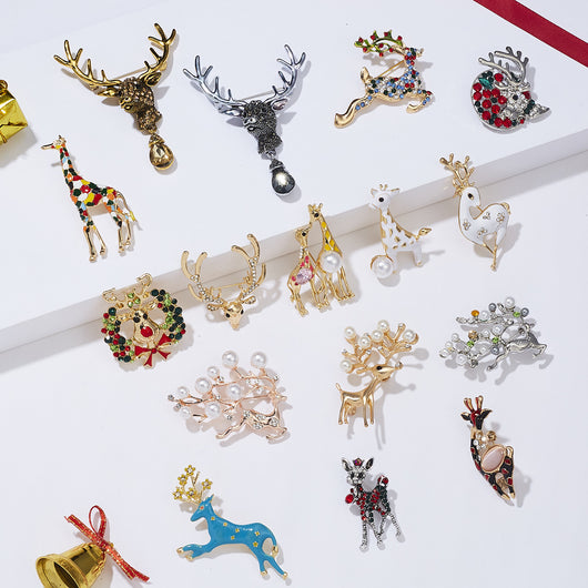 Broche Navideño Reno con Moño y Cristales Brillantes - Image 21