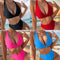 Bikini Brasileño Backless de Color Liso Estilo Europeo y Americano