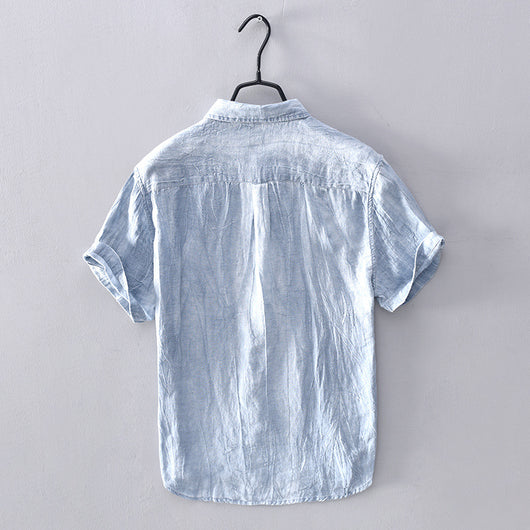 Camisa Lino Vintage Plisada con Estampa Chinoiserie para Hombre - Image 11