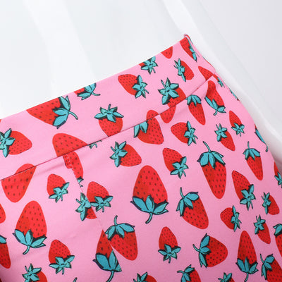 Falda Corta Cintura Alta con Estampado de Cerezas y Abertura Lateral - Image 3