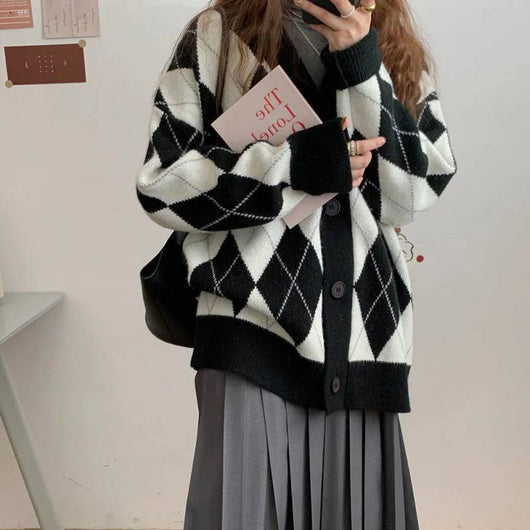 Cardigan Tejido Suelto Estilo Coreano para Estudiantes - Comodidad Casual - Image 6