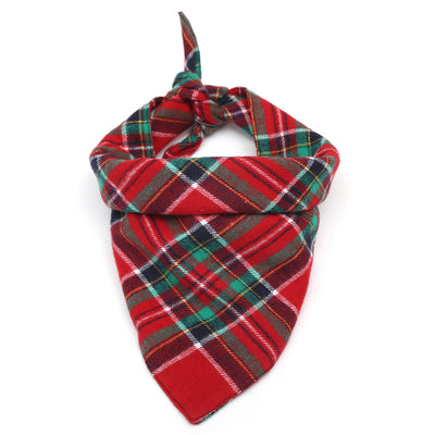 Pañuelo Triangular de Algodón Doble para Mascotas - Babero Cálido Cuadros Navideños - Image 3