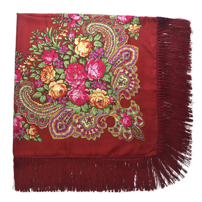 Pañuelo Floral Retro con Flecos para Mujer - Image 18