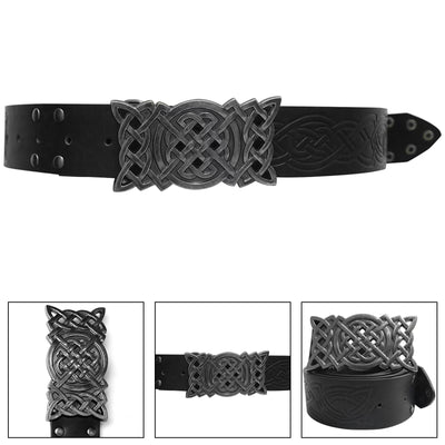 Cinturón Estilo Vikingo con Hebilla Grabada y Remaches - Image 11