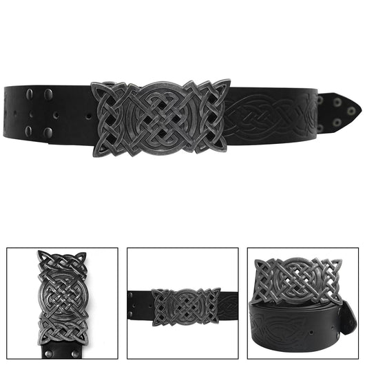 Cinturón Estilo Vikingo con Hebilla Grabada y Remaches - Image 11