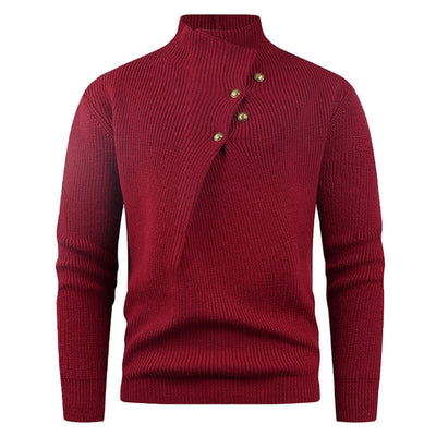 Suéter Casual para Hombre con Cuello Mao y Botones Sesgados - Image 42
