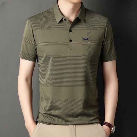 Polo Manga Corta con Rayas y Solapa para Hombre - Image 17