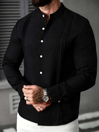 Camisa Manga Larga Cuello Mao Entallada Hombre - Image 9