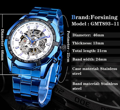 Reloj Automático Mecánico Azul con Diseño Hueco - Image 7