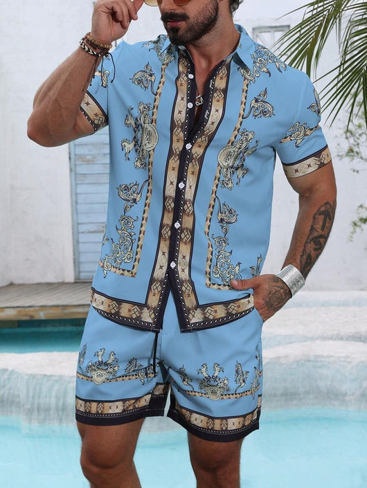 Conjunto Hombre Impresión 3D - Camisa y Shorts Holgados - Image 29