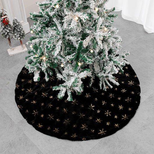 Falda para Árbol de Navidad Terciopelo Negro con Bordado Elegante - Image 5