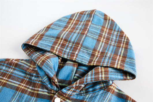 Camisa Cuadros Suelta con Capucha - Cardigan Retro Casual Europeo - Image 13