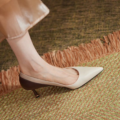 Sandalias de Tacón Stiletto Bicolor Elegantes para Mujer - Image 5