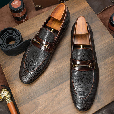 Cinturón de Cuero Genuino con Patrón Serpiente para Hombre