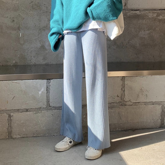 Pantalones Anchos de Punto Suelto con Nueve Puntos de Caída - Image 3