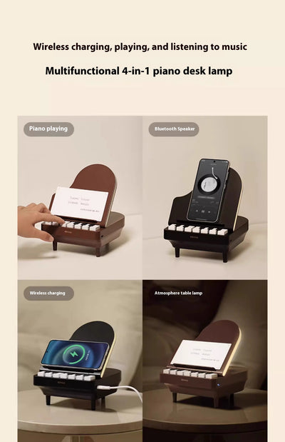 Parlante Bluetooth Piano con Carga Inalámbrica y Luz Nocturna - Image 10