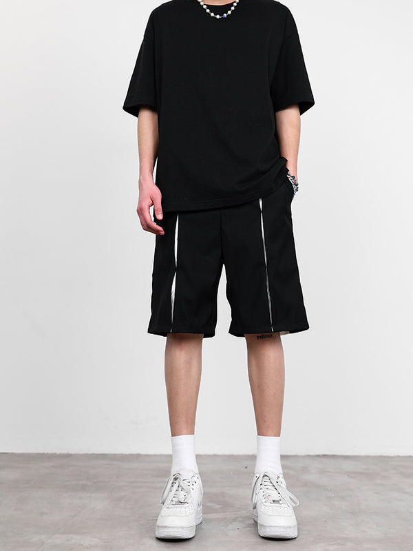 Shorts de Traje Hombre Diseño Nicho con Costuras de Contraste