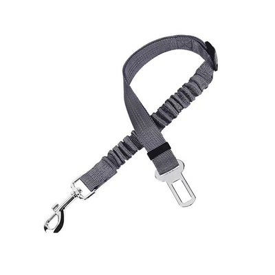 Black nylon automotive reflective webbing safety rope with a seatbelt buckle and a metal swivel snap hook. - Image 10