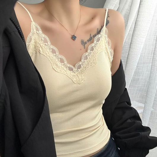 Camisola de Encaje Francés Escote en V para Mujer - Image 4