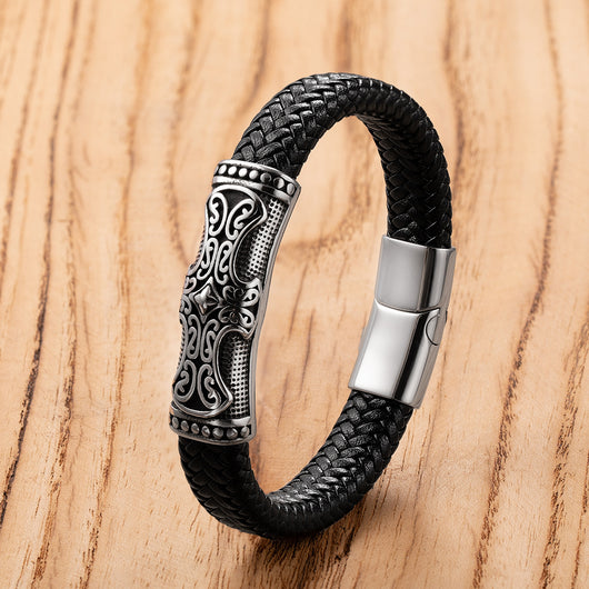 Pulsera de Cuero y Acero Inoxidable para Hombre - Image 11