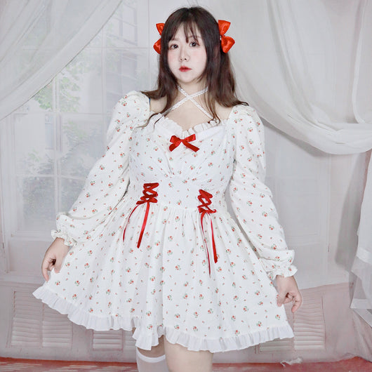 Vestido Largo de Cintura Alta con Mangas Largas y Estampado Floral Suave - Image 5