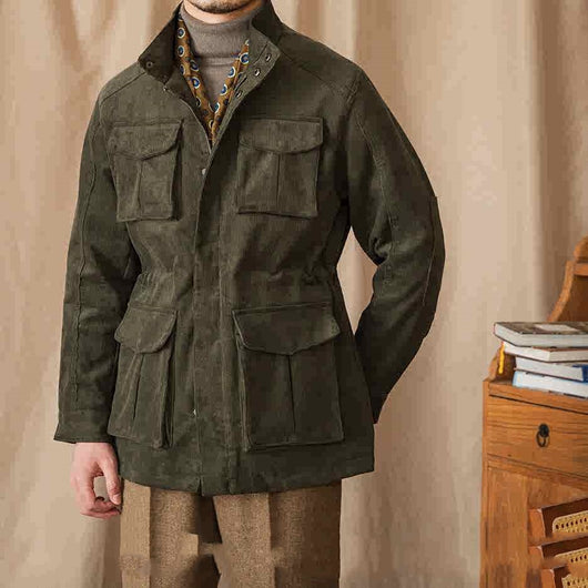 Chaqueta Safari de Pana Otoño Invierno con Cuello Elevado Resistente al Viento - Image 4