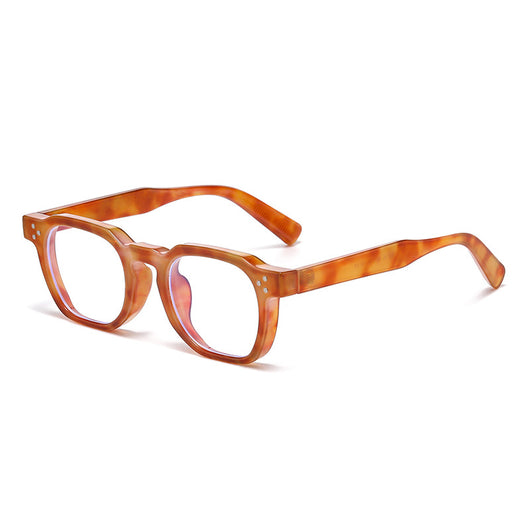 Black square-frame sunglasses with bright yellow lenses and small silver studs on the front corners. - Image 15