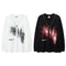 Men's Long Sleeve T-Shirt Depressive Abstract Figure with Metal Collar Street Fashion