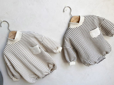 Suéter Tipo Romper de Rayas con Cuello Alto - Diseño Holgado y Casual - Image 10