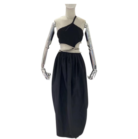 Vestido Largo Strapless Negro Verano - Diseño Moderno sin Cintura - Image 12