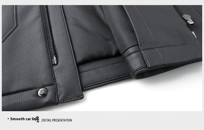 Chaqueta de Cuero para Hombre con Forro de Cashmira y Visón Desmontable - Image 11