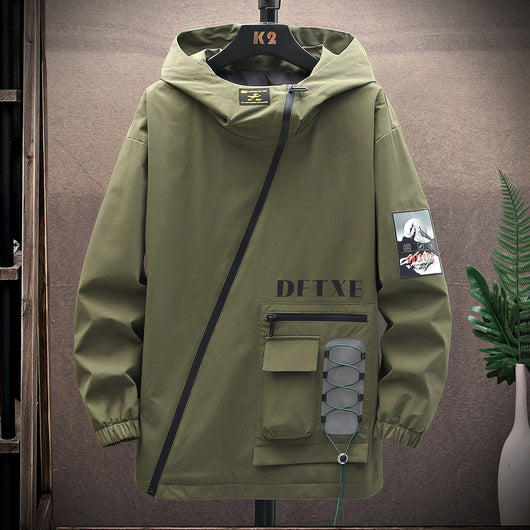 Chaqueta Minimalista Hombre con Cierre Diagonal Estampado - Image 12