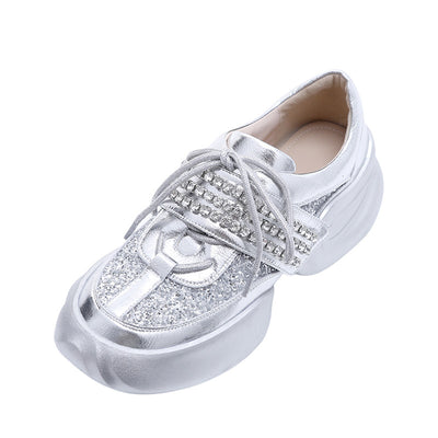 Zapatos Plataforma Papá con Tacón Medio y Cristales Brillantes - Image 4